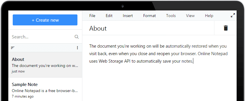 Jamseo Online Notepad Screenshot